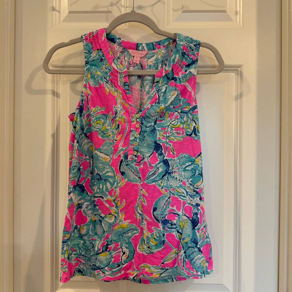 Lilly Pulitzer essie shirt pink/blue - adult XS